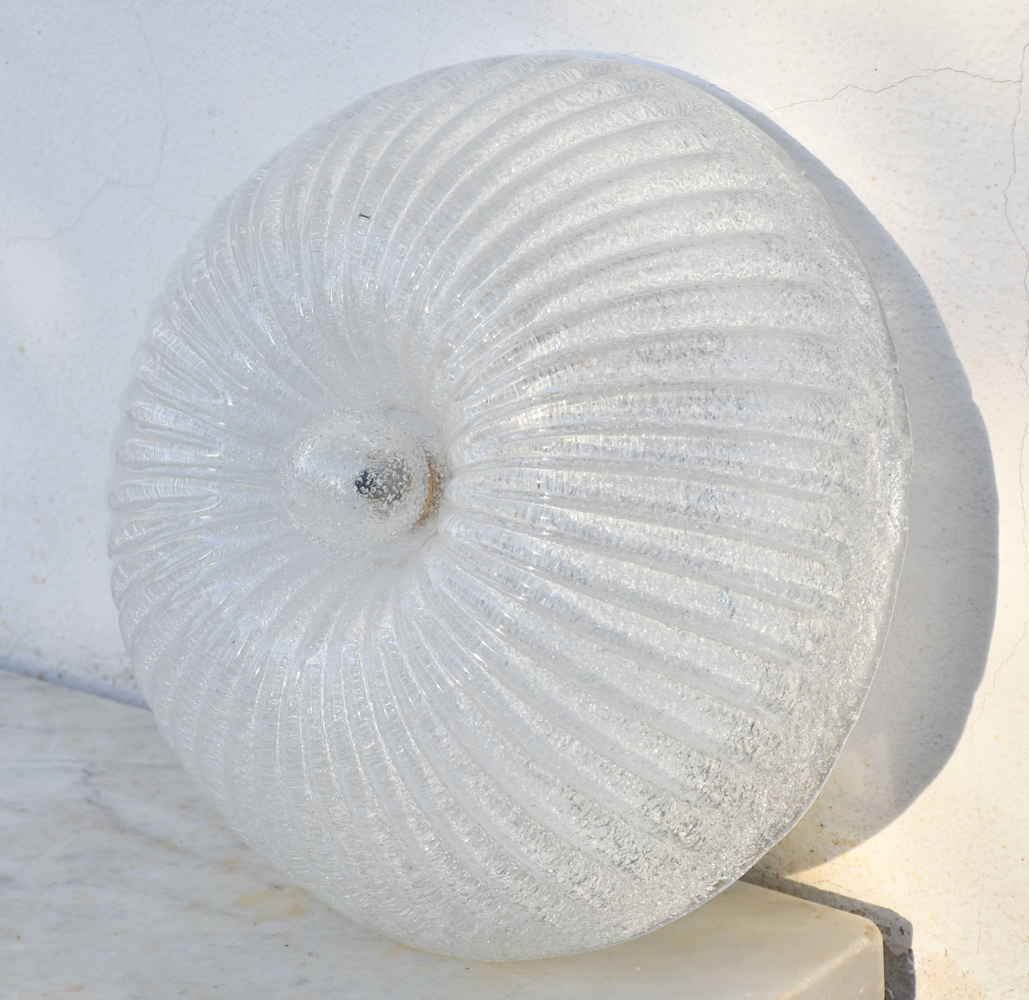 Italian midcentury Murano glass flush mount light Barovier style, 1970s