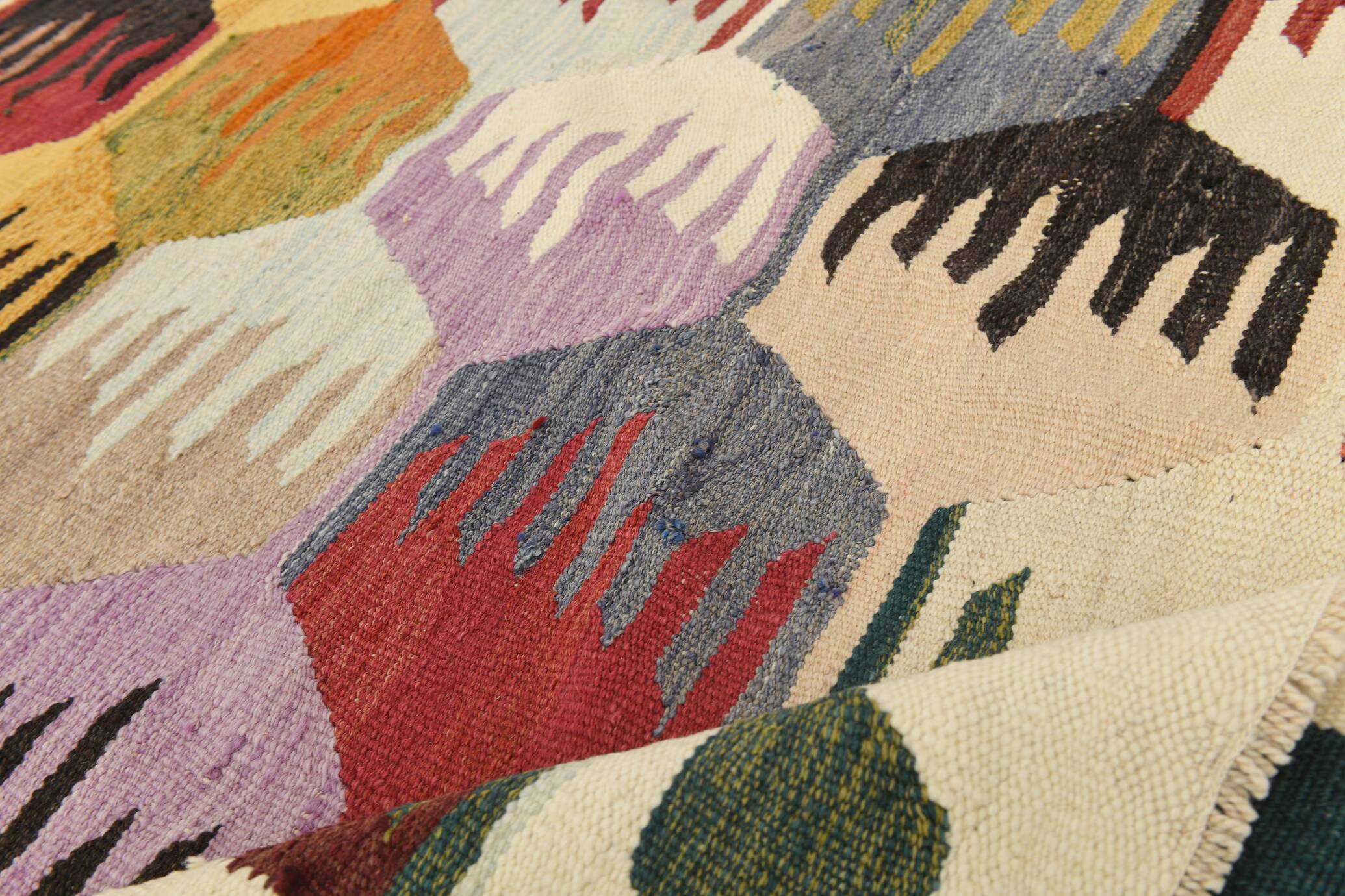 8x12 Kilim Rare Style Multicolor Designer Vintage Kilim Rug, 255x376 Cm