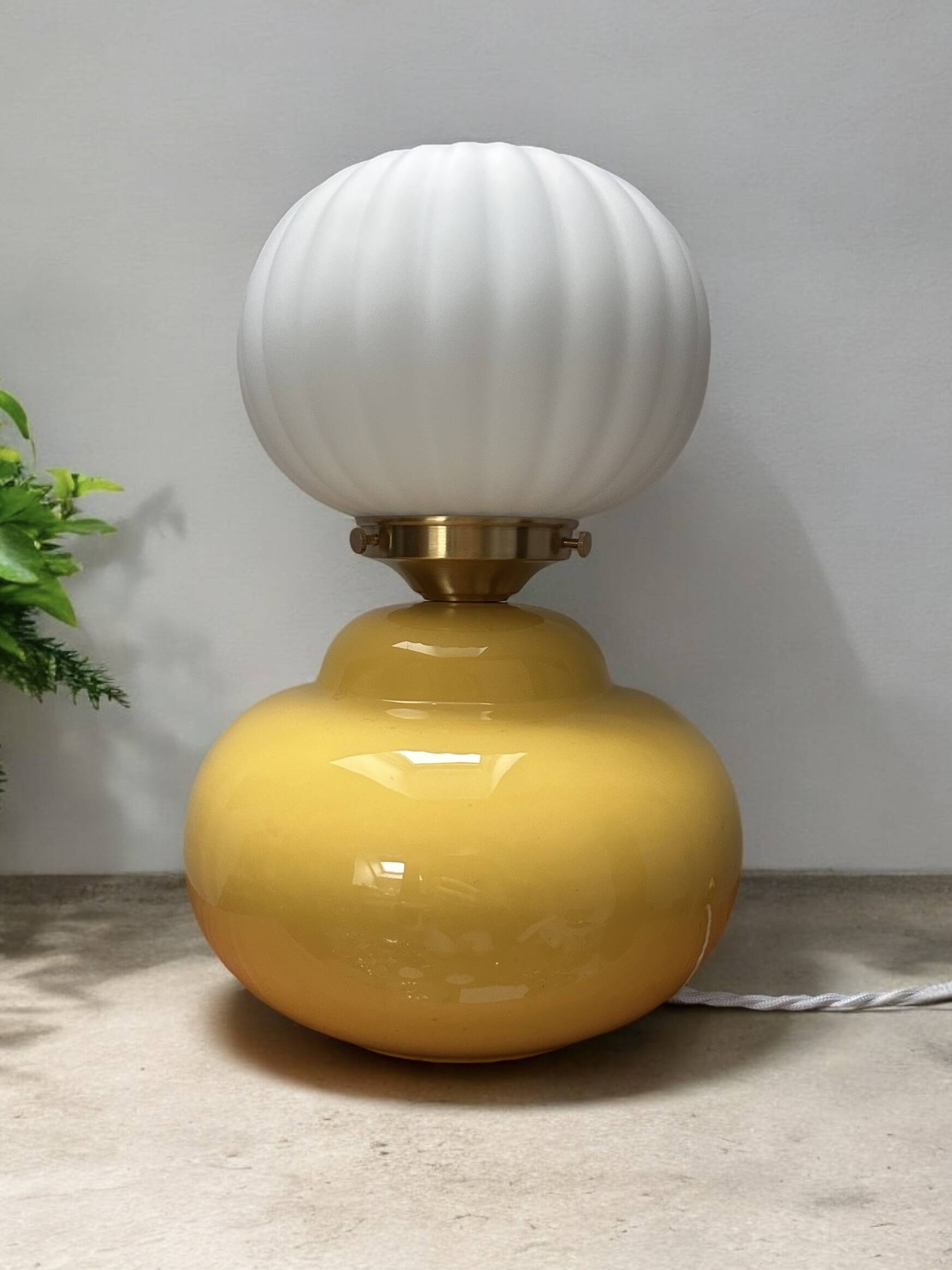 Vintage pleated globe bedside lamp