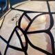 Vintage mother-of-pearl and brass lampshade pendant with flower and butterfly decorations