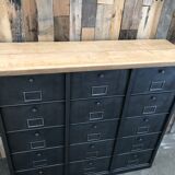 Meuble de rangement industriel Vandex Ronéo 15 clapets bois métal