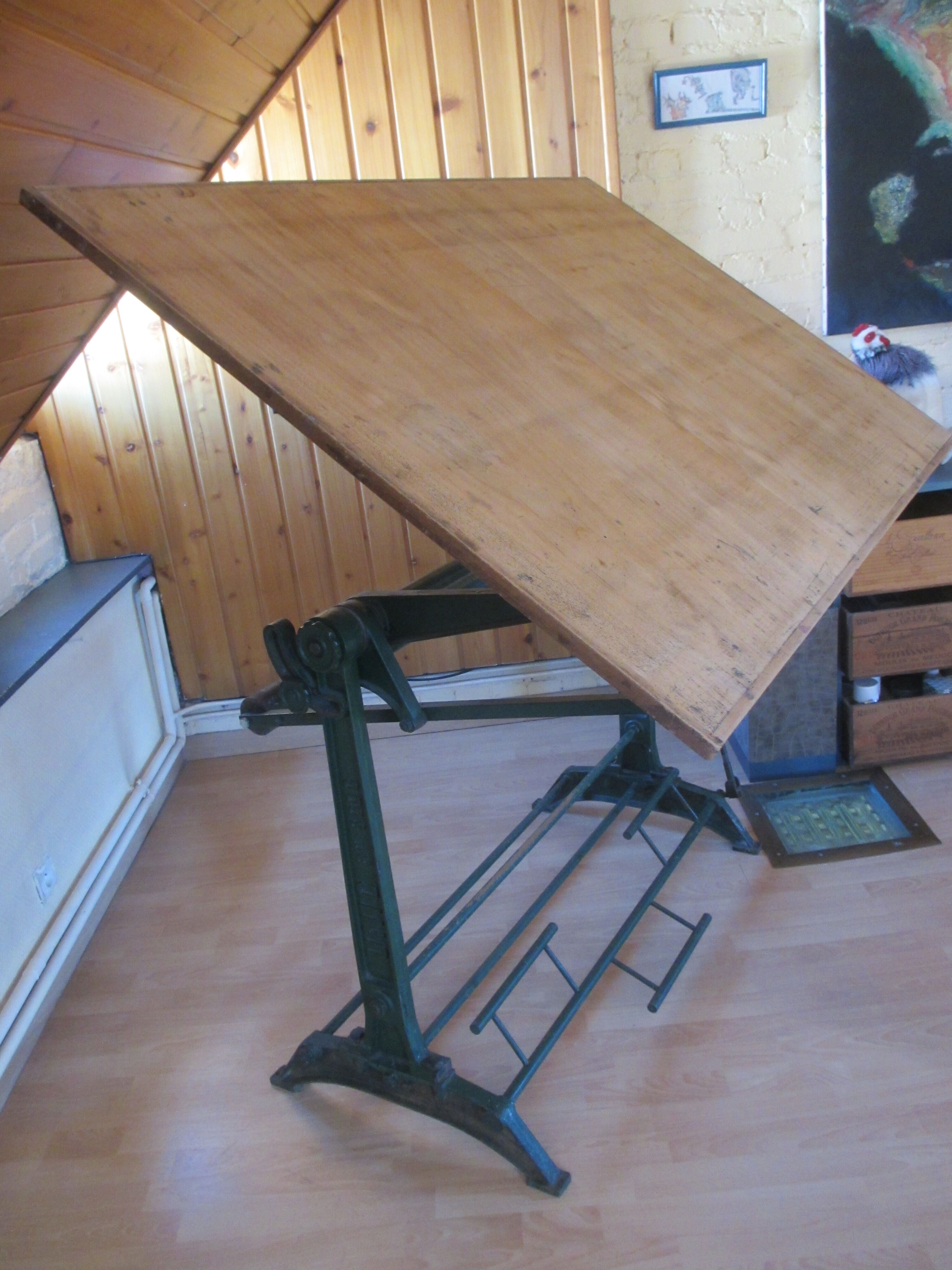 Drawing table 1950 UNIC cast iron base