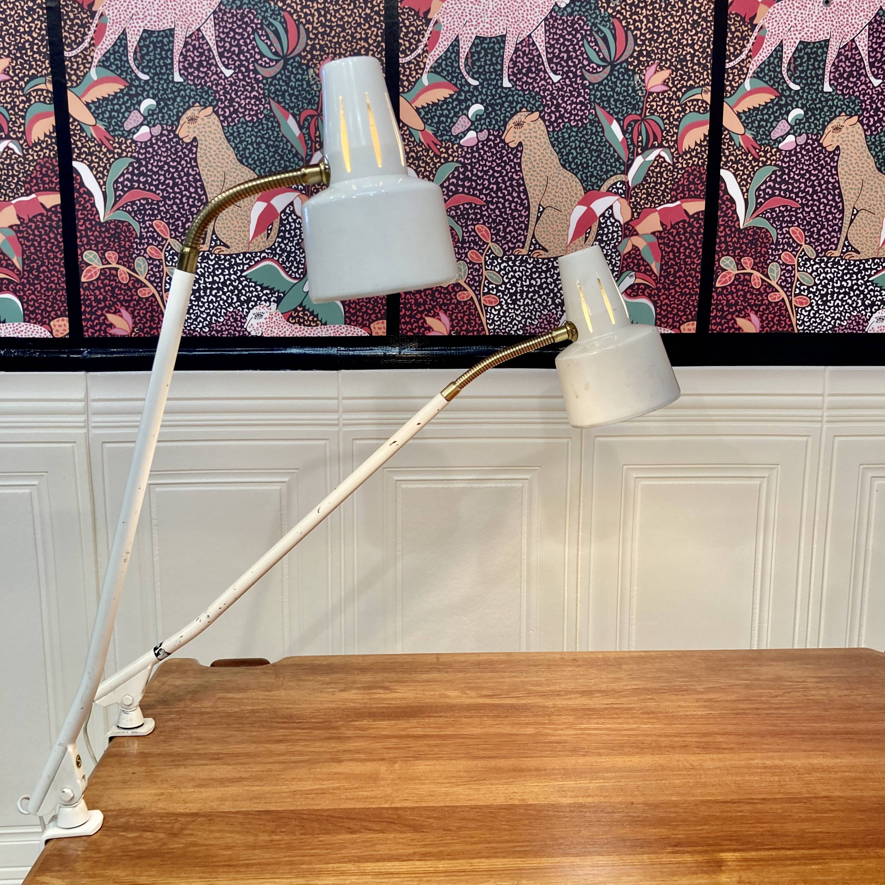 Pair of large industrial lamps 1950.