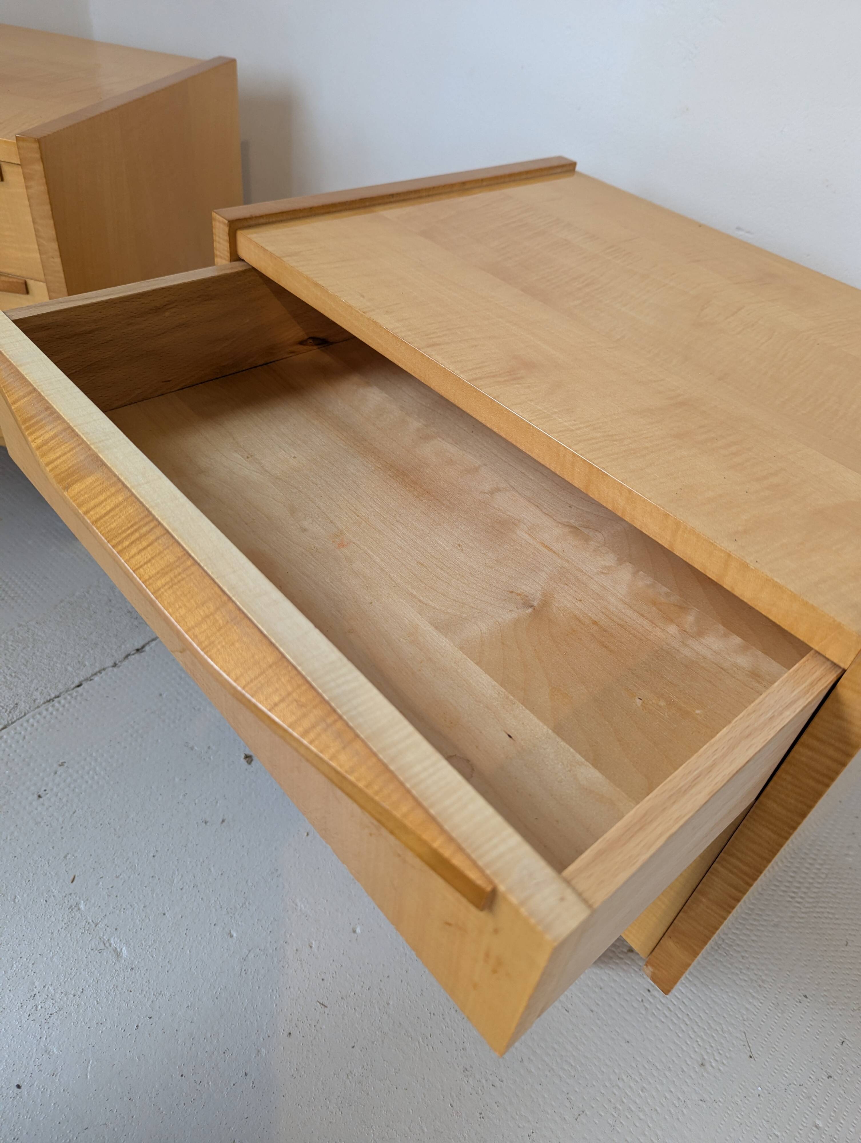 Pair of bedside tables in light wood