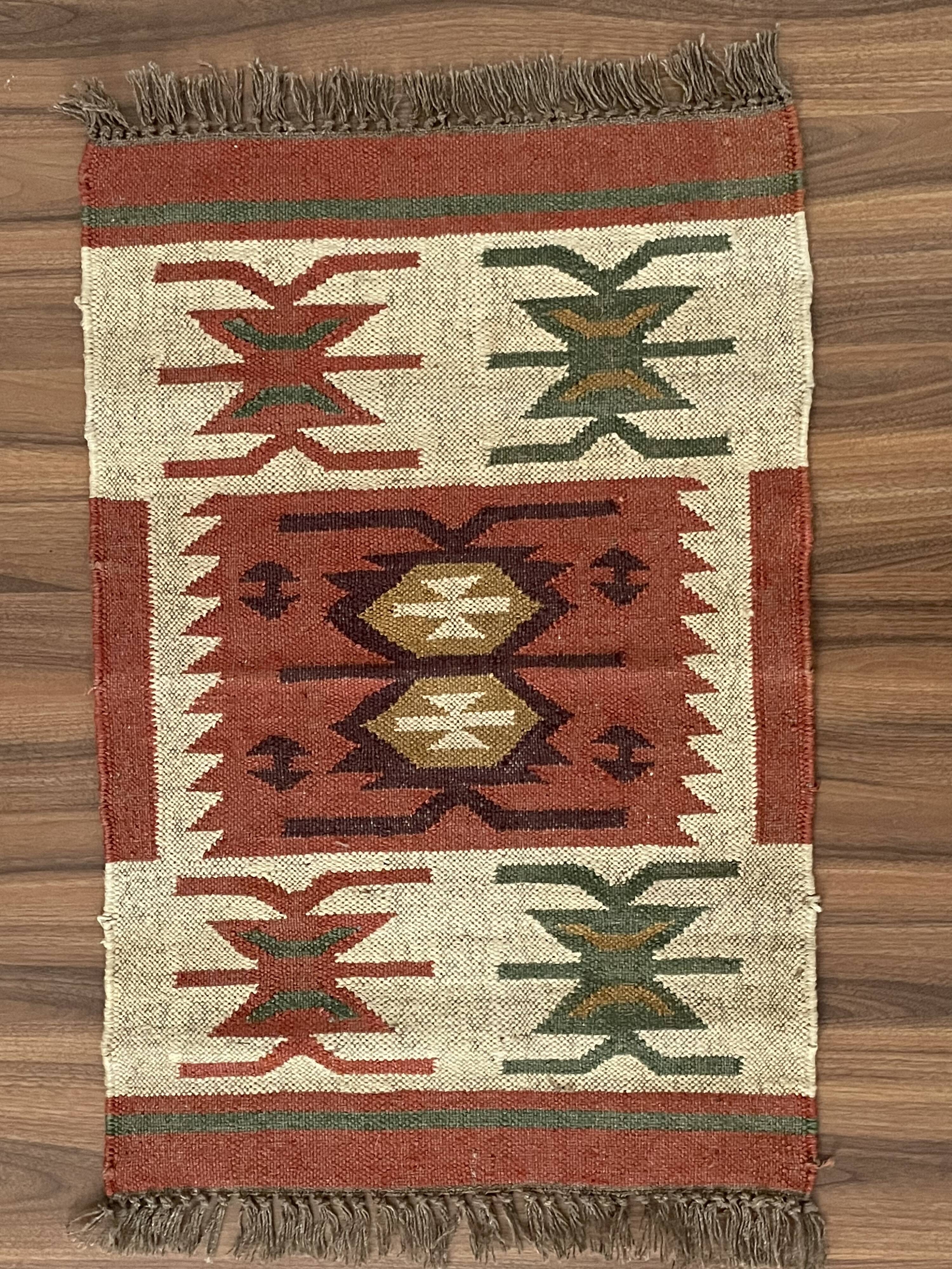 Jute and wool handwoven kilim