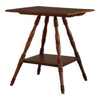 Square side table in solid oak, mid-century modern, 1960s.