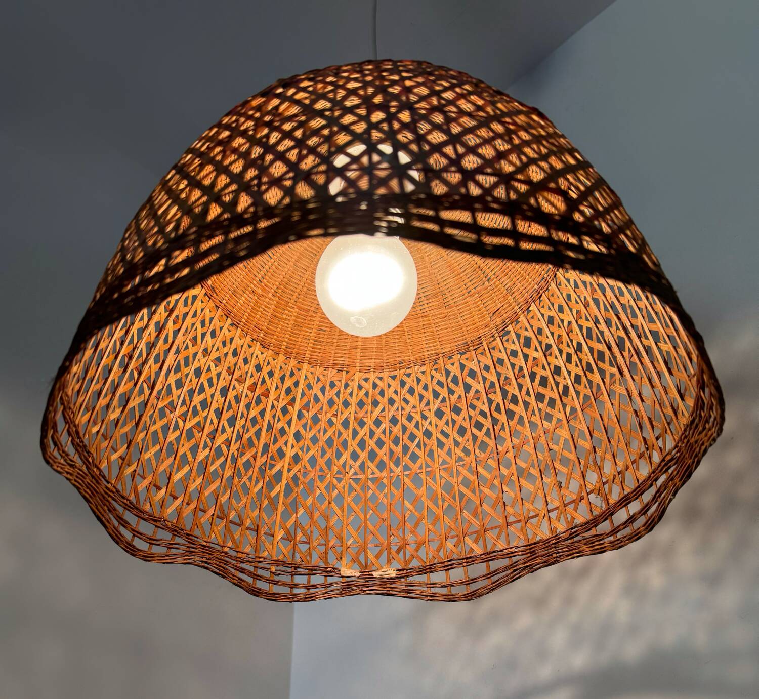 Rattan pendant lamp from the 60s