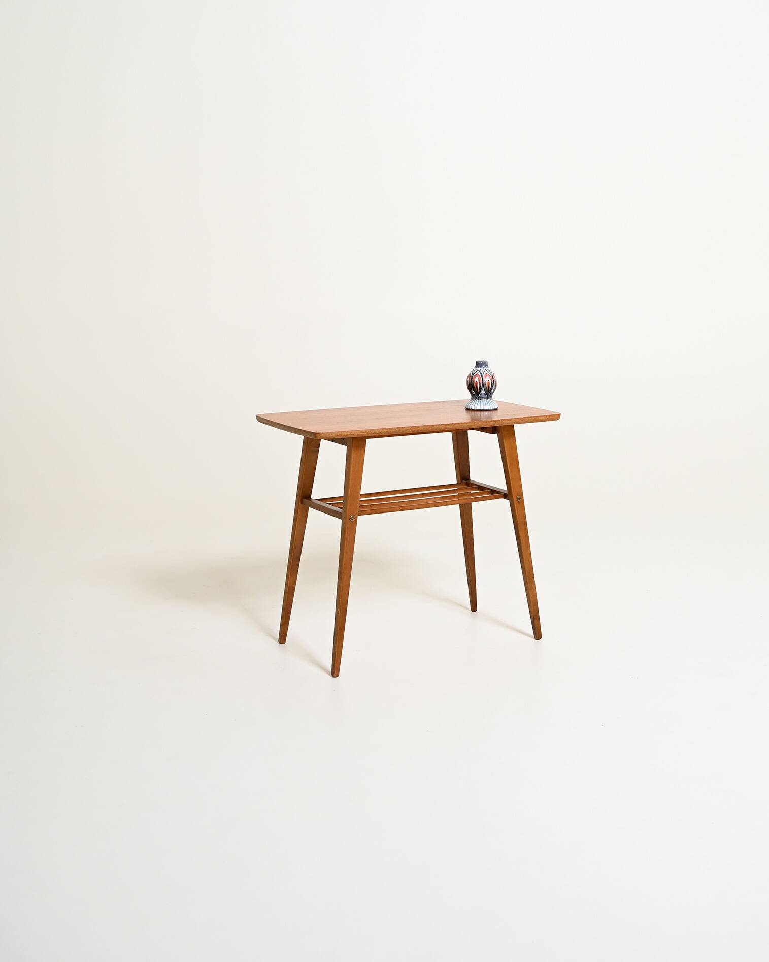 Scandinavian teak side table with magazine rack shelf, 1960s