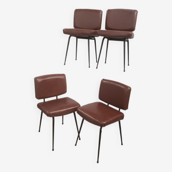 Set of 4 chairs airborne vintage metal and skai