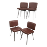 Ensemble de 4 chaises airborne  vintage metal et skai