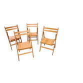 Série de 4 chaises pliantes bois vintage