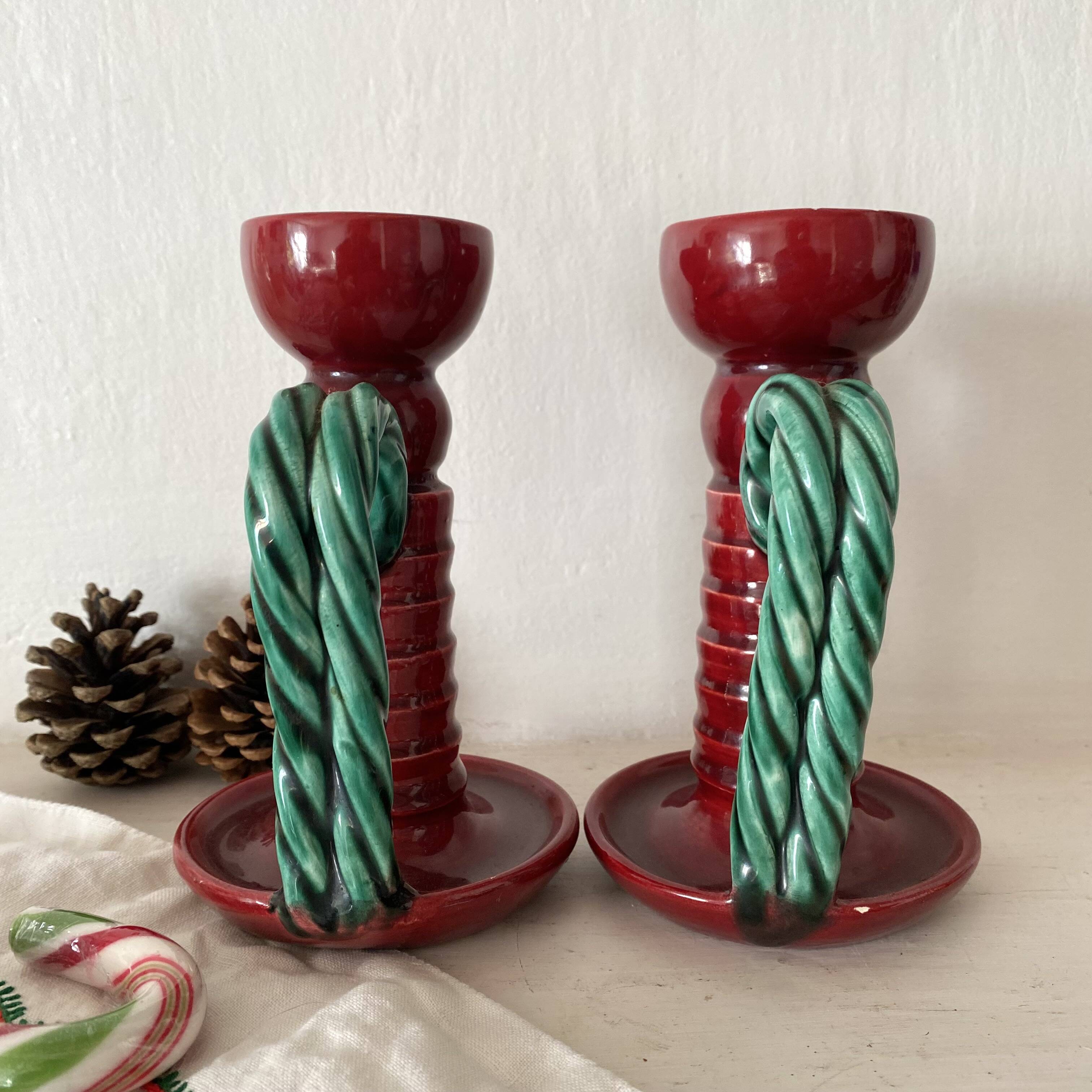 1950s earthenware candlesticks