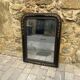 Antique Napoleon III mirror, black frame with hand-painted floral decoration – 19th century