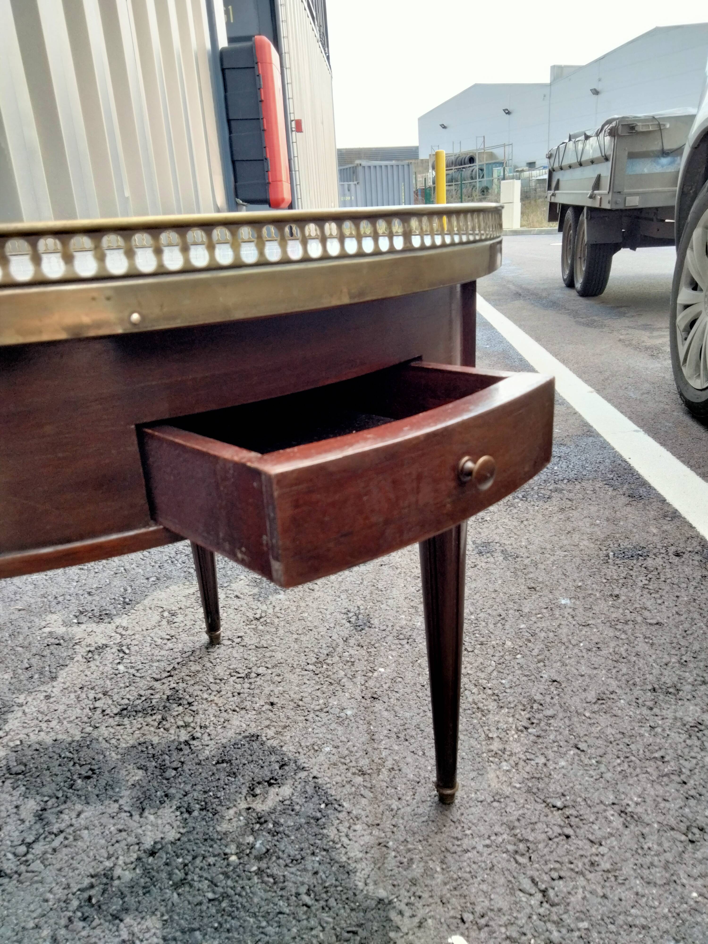 Coffee table hot water bottle marble top louis xvi old style