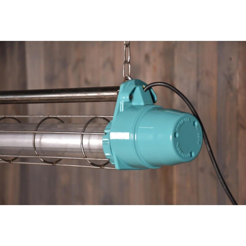 Industrial refurbished cage blue lamp
