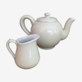 Teapot and vintage milk jar