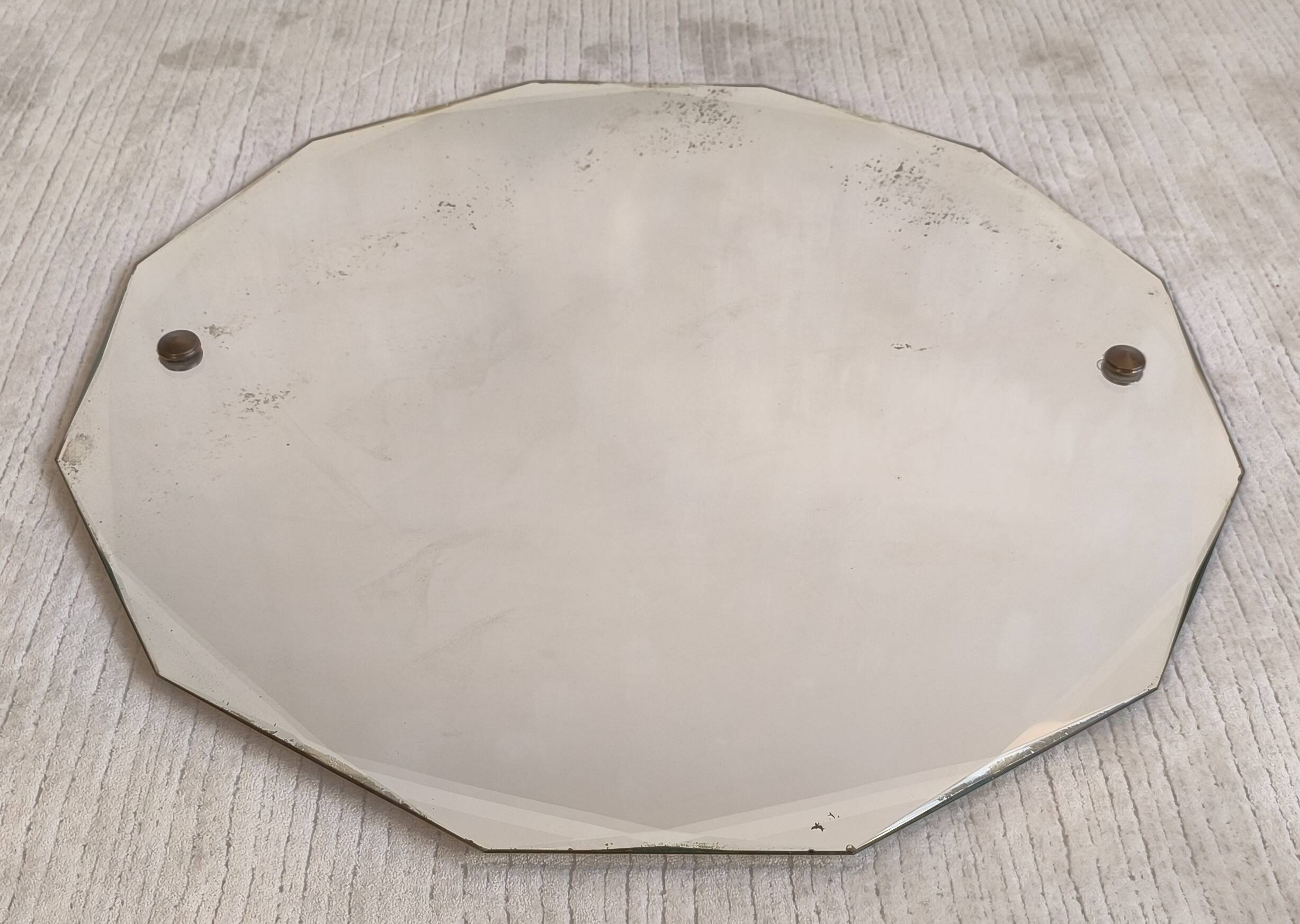Élégant miroir ancien biseauté à 12 pans – style Art Déco vintage