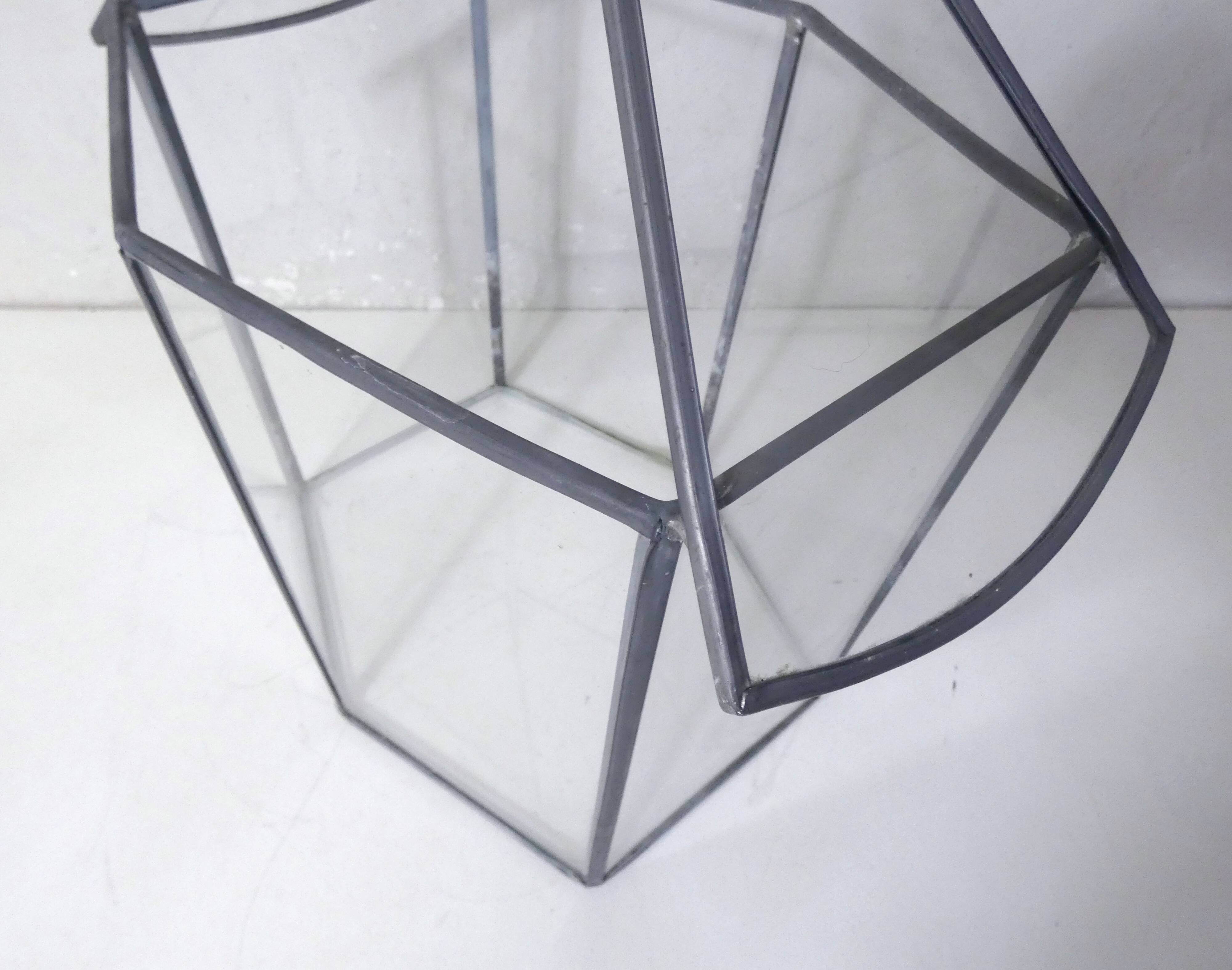 Glass terrarium mini cactus greenhouse in glass and metal