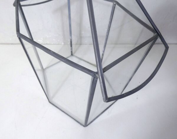 Verrière terrarium mini serre à cactus en verre et métal