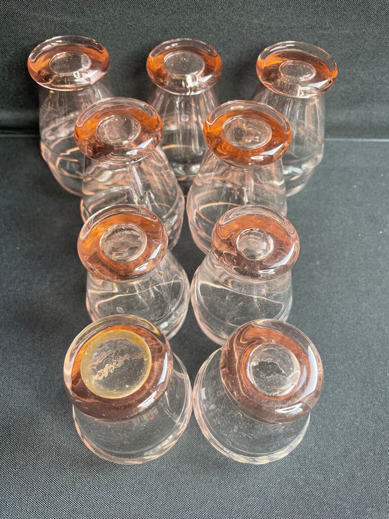 Service for 4 people - Art Deco - Glass or 1/2 pink crystal blown and cut