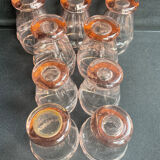 Service for 4 people - Art Deco - Glass or 1/2 pink crystal blown and cut