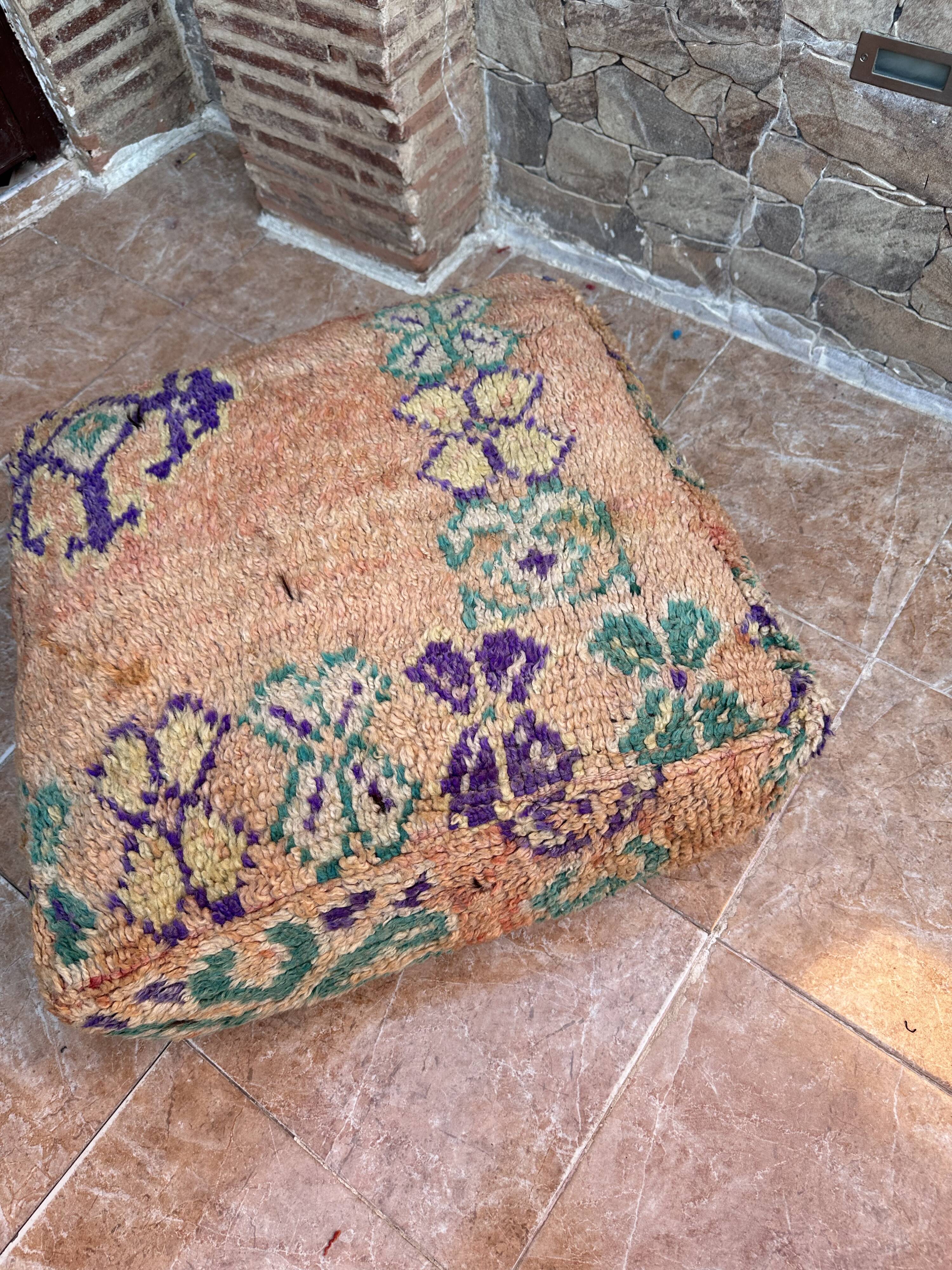 Handmade Berber Kilim pouf, floor cushion