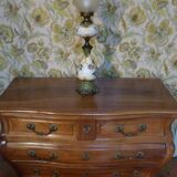 Painted ceramic lamp & lampshade glass lace