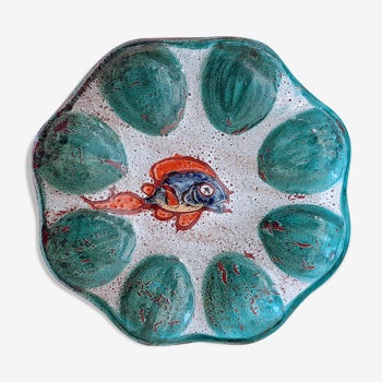 Assiette plat de présentation à huîtres en céramique Vallauris