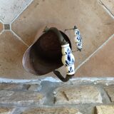 Pink hammered copper coal bucket and porcelain handles