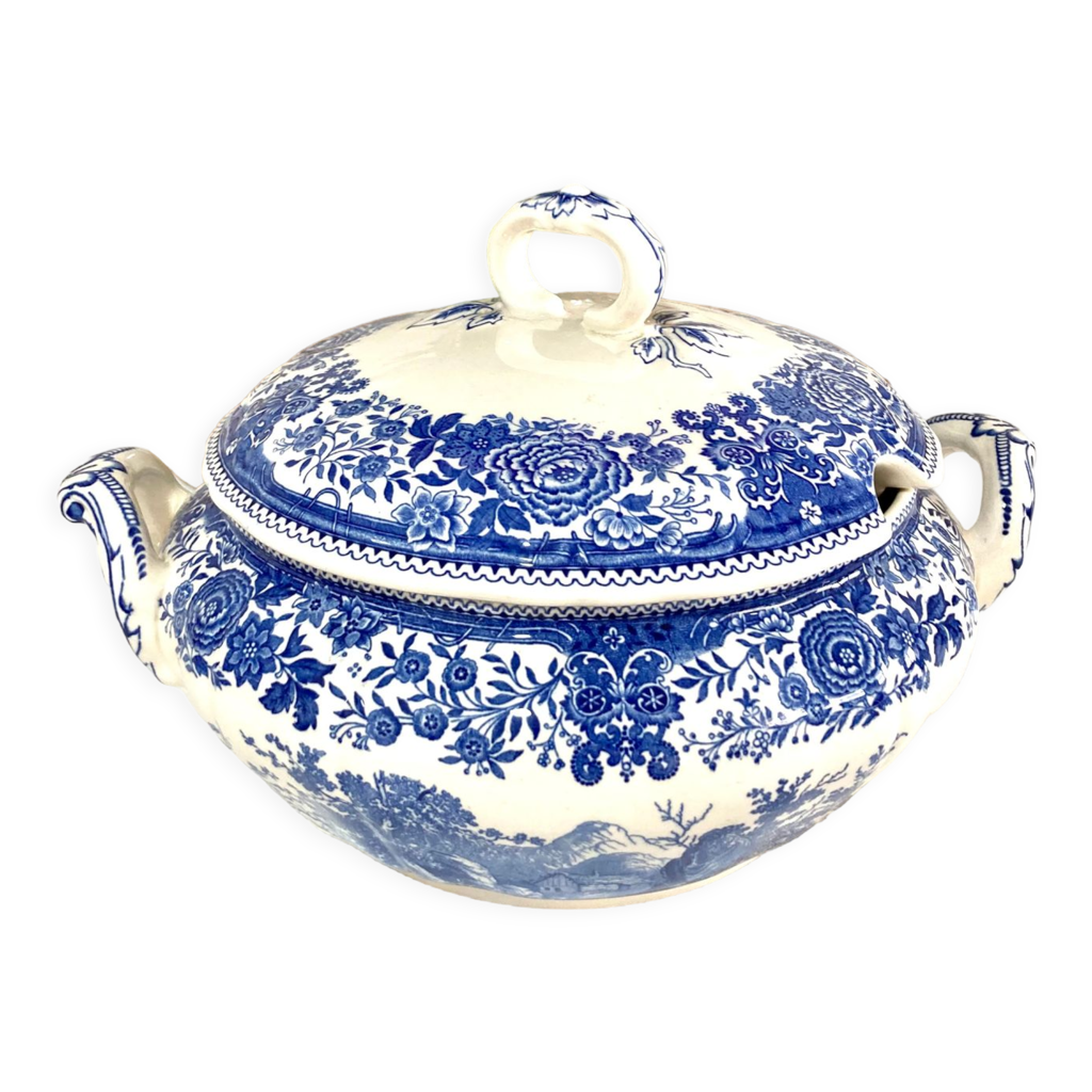 Soupière Bakir Bleu - Soupière En Céramique Artisanale 2 Litres, Décorée à La Main