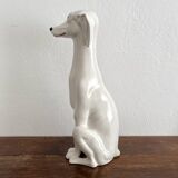 Chaumette vintage ceramic sitting white dog statue