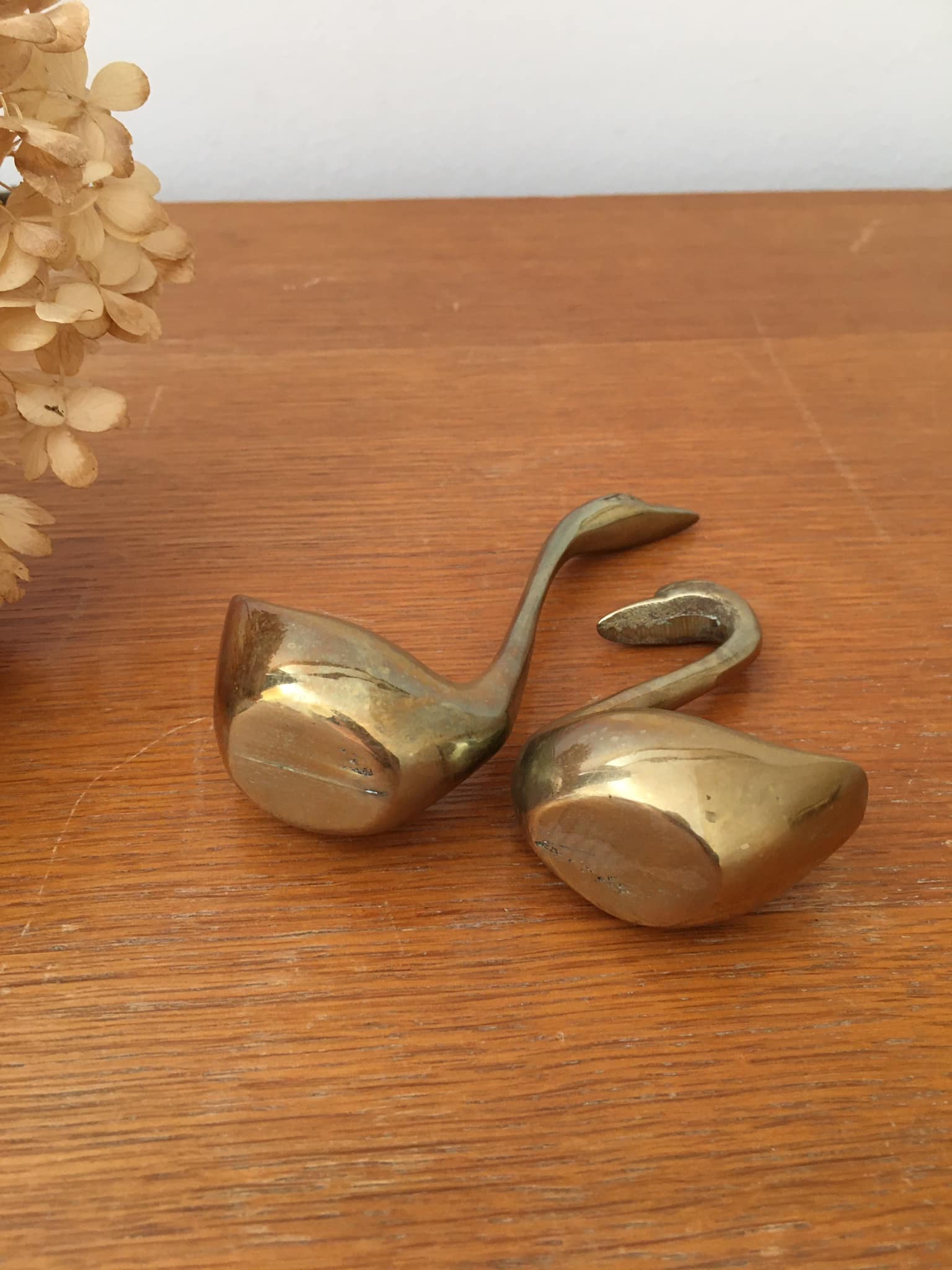Duo de cygnes en laiton