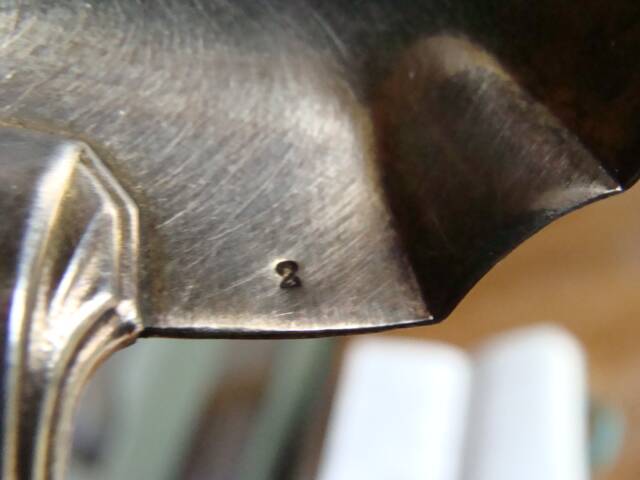 Art Deco silver and porcelain fruit ladle