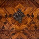 Chest of drawers with intarsia and marble top, France, circa 1880.