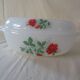 Flat oval casserole oven flowers red pinks 376112 arcopal france