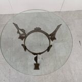 Sculpted steel flower coffee table, 1970s