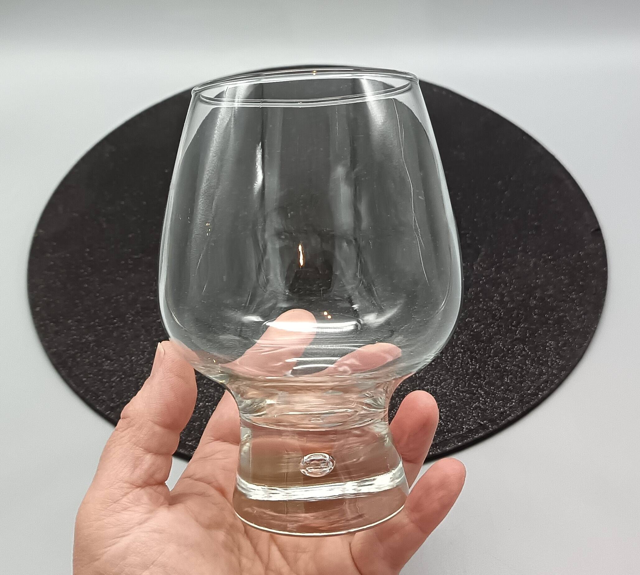 6 glasses model "fjord" by durobor transparent foot with vintage bubble