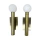 Pair of Lucky Brilliant wall sconces, brass and white globes, Art Deco styl