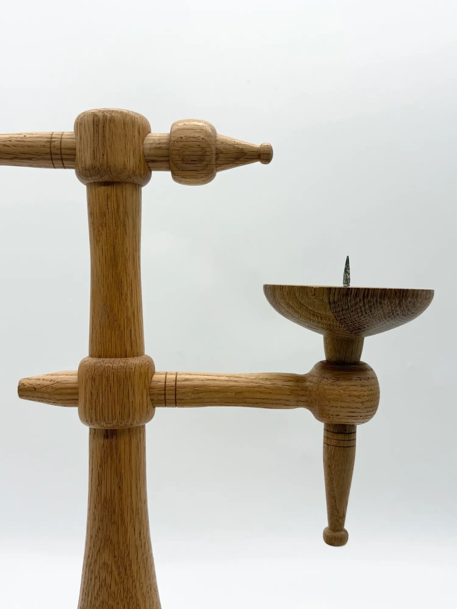 Bougeoir scandinave en chêne massif, années 1970