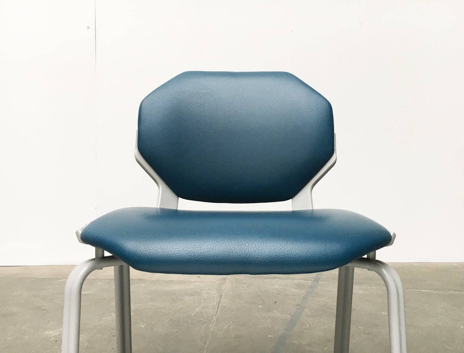 Stackable vintage leather dining chairs from the German space age by Fröscher, 1970s, set of 2.