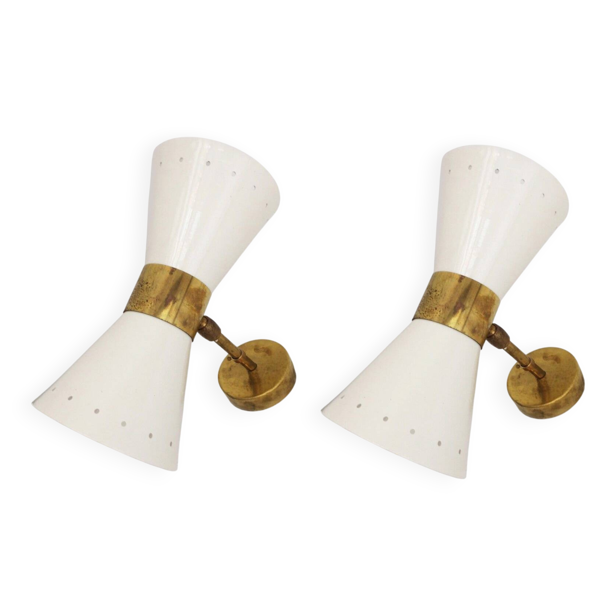 Paire d'appliques murales italiennes "diabolo" de design 1950