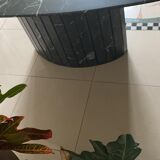 Marble dining table nero marquina 1970 vintage italy