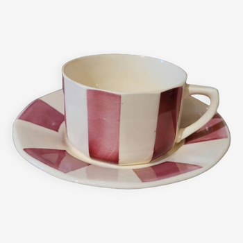 Tasse et sous tasse digoin rose