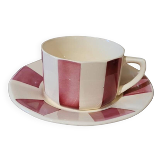 Tasse et sous tasse digoin rose