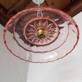 Vintage pink glass pendant light