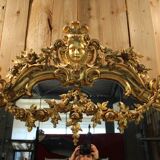 Large Napoleon III Mirror in Gilded Wood with Putti and Mascaron