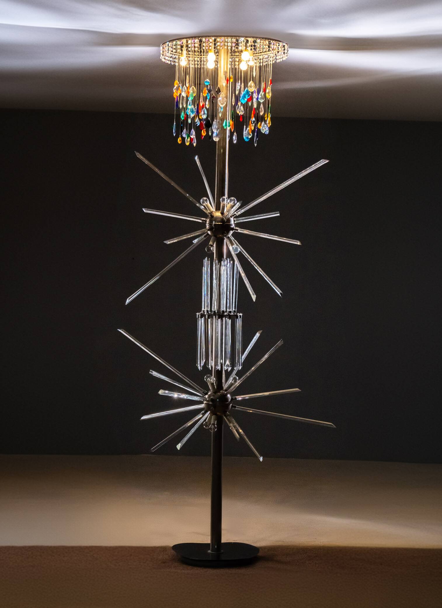 Floor Lamp by René Roubíček, Nový Bor, Glass & Metal, 1960s
