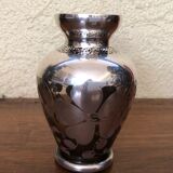 Glass vase with silver overlay
