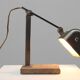 Art Deco Industrial metal and travertine Desk Lamp, Belgium 1930s