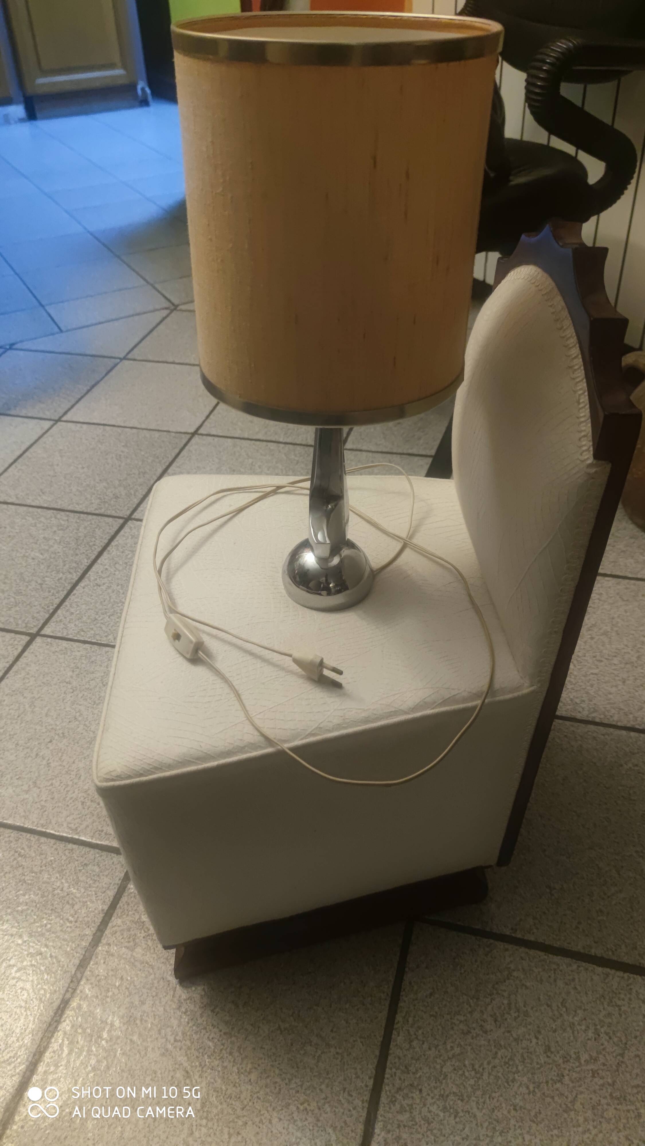 Chrome-plated metal lamp circa 1970